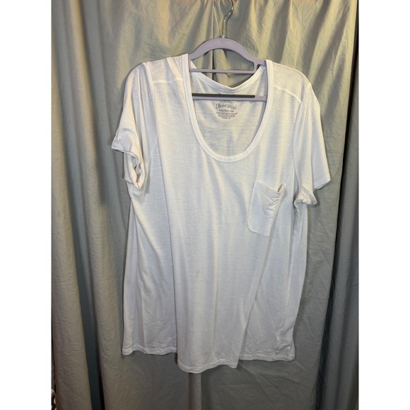 Faded Glory Tops - Faded Glory Womens White Scoop Neck Pocket Tee Shirt XXL 20 Rayon Blend Slub